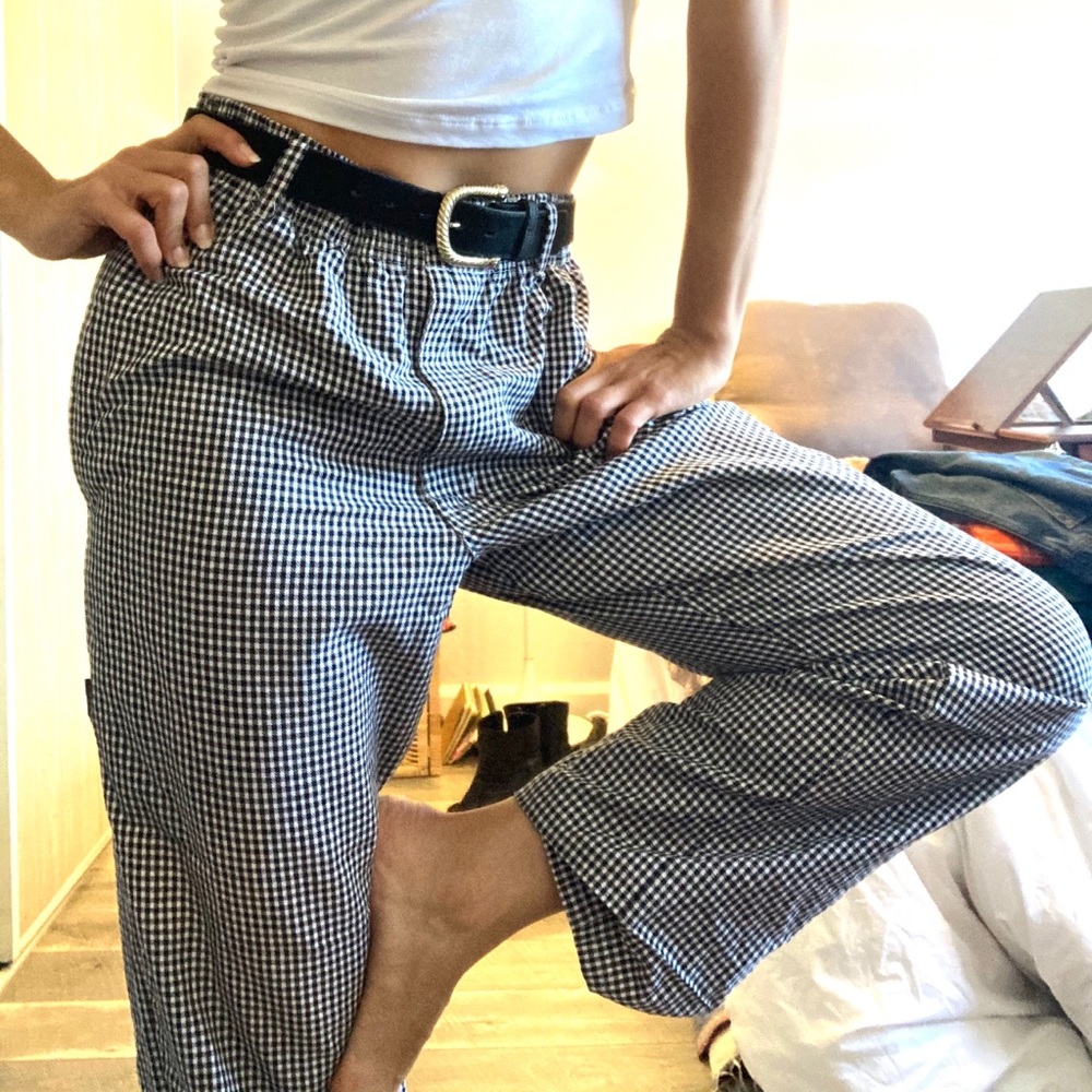 Loose checkered high waisted chef pants!